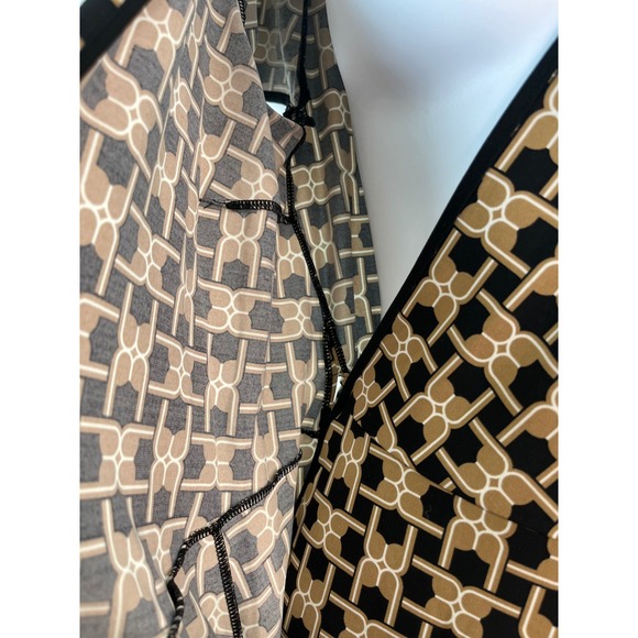 Women's Geometric‎ Wrap Midi Dress Short Puff Sleeves S Secretary 50's Church - Picture 12 of 13